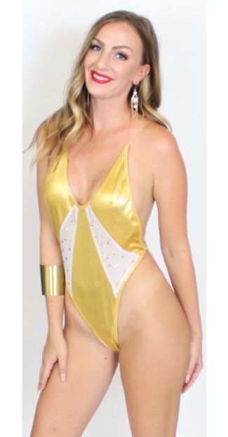 C664 - Gold Star Romper with Star Studs
