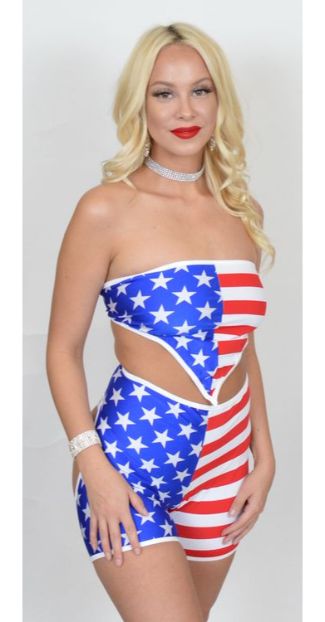 FJ241 - Stars & Stripes Chap Set with Triangle Top with Thong