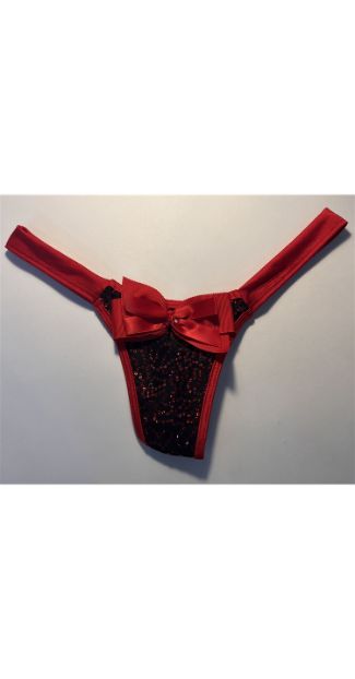 V939 - Black/Red Bow Thong